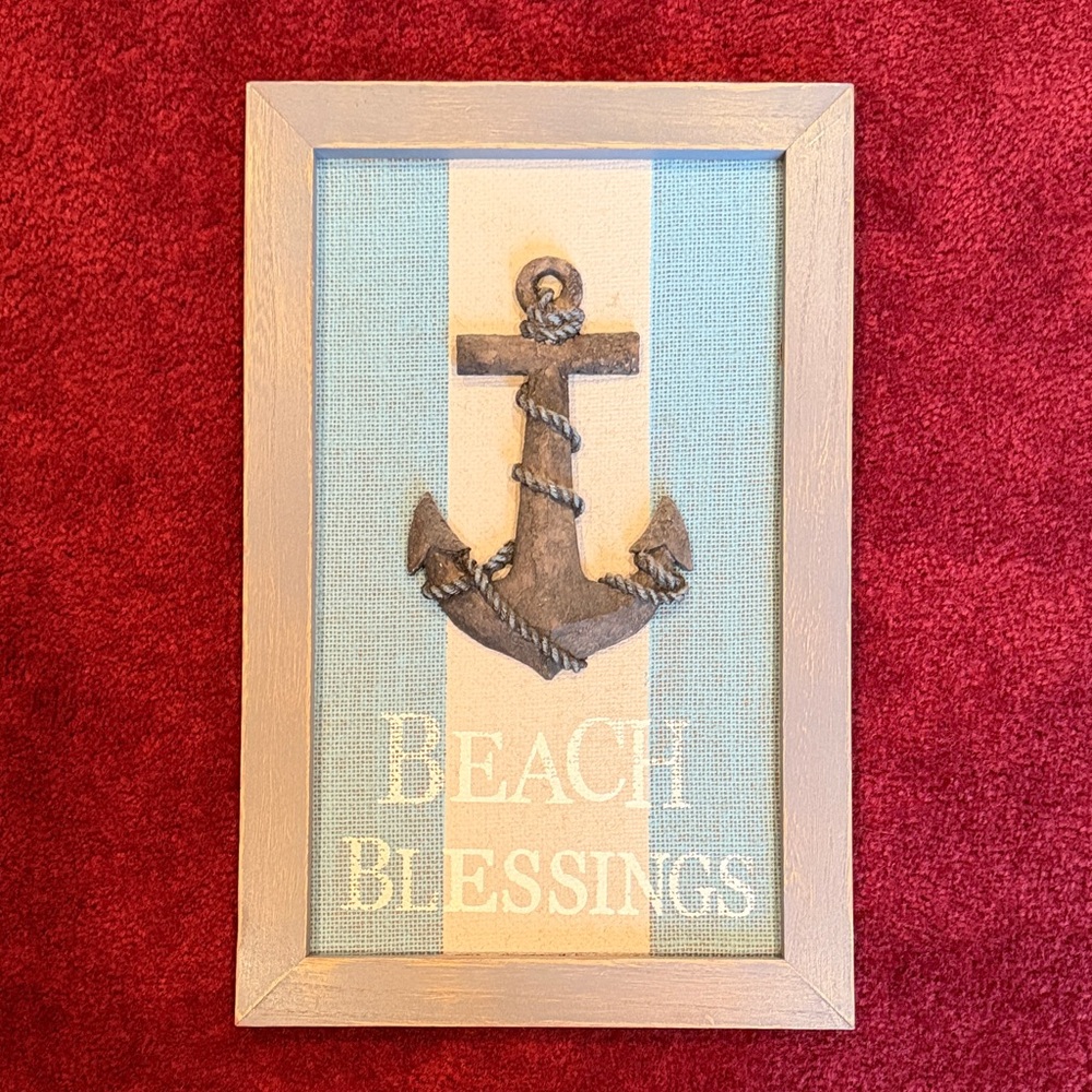 Nautical Anchor Wall Art - Sand tan and Blue